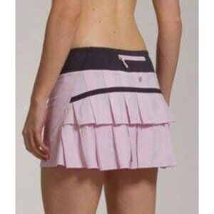 Lululemon Run: Pink Black Pace Setter Mini Skirt Size 6 - 51808